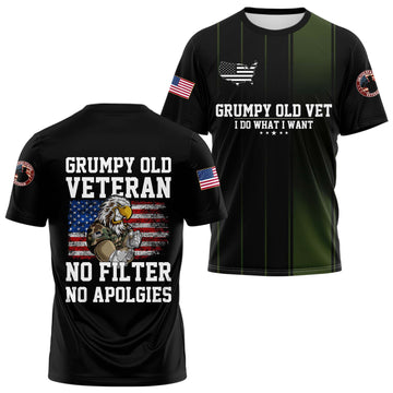 American Flag Grumpy Old Vet T-shirt