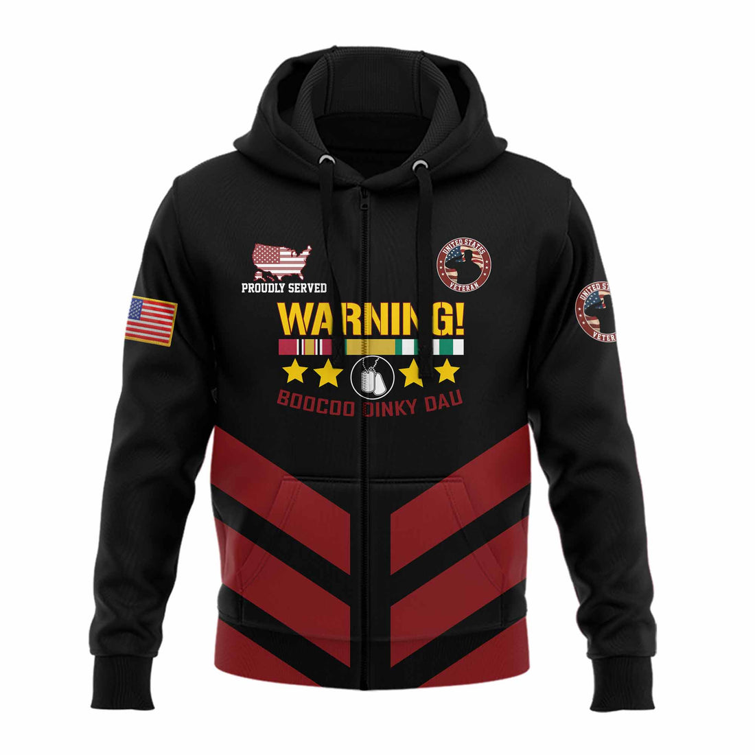 Warning Boocoo Dinky Dau Hoodie Zip