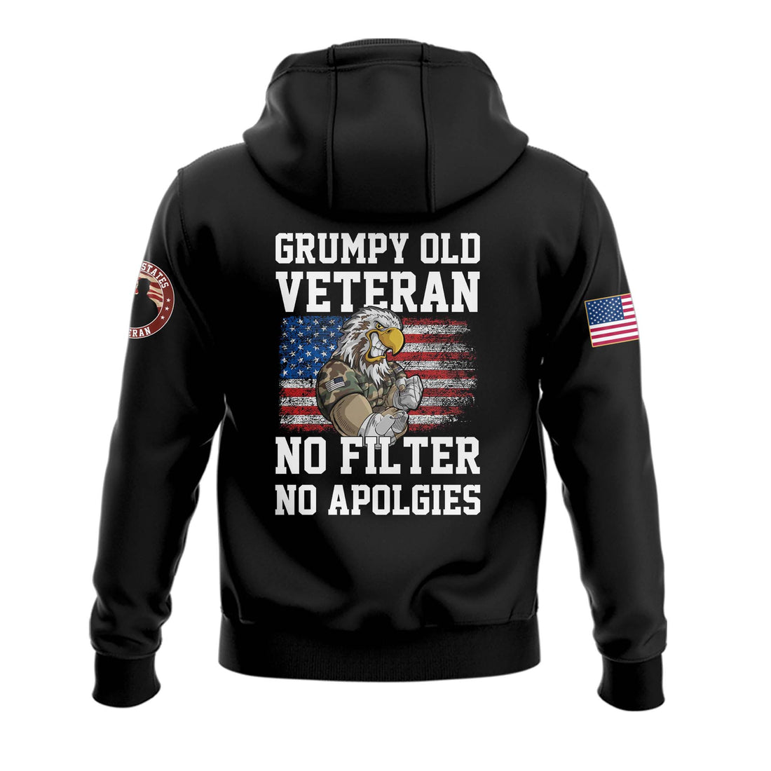 American Flag Grumpy Old Vet Hoodie