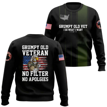 American Flag Grumpy Old Vet Sweater