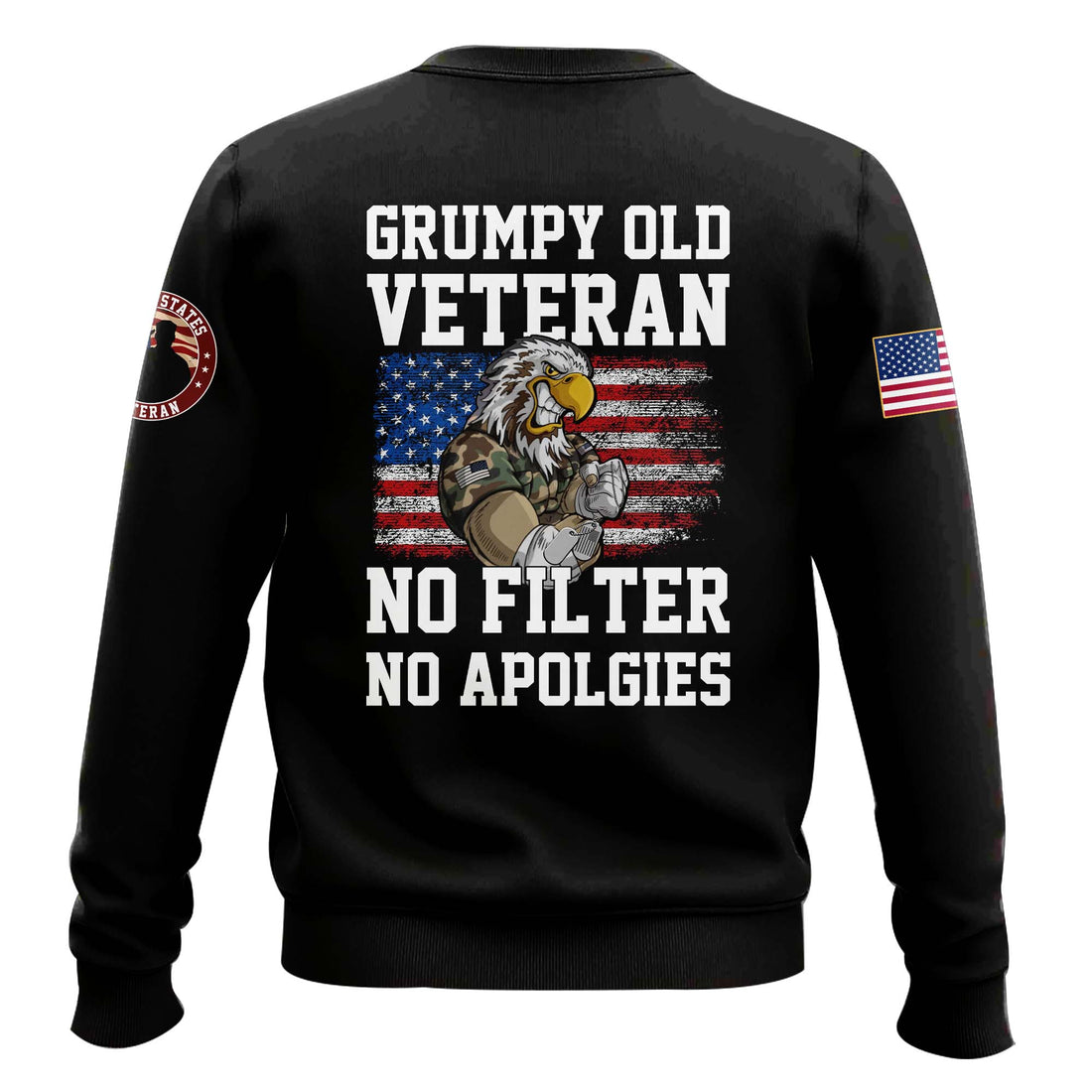 American Flag Grumpy Old Vet Sweater