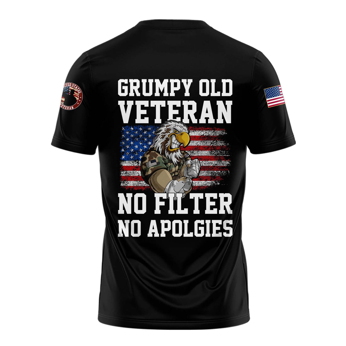American Flag Grumpy Old Vet T-shirt