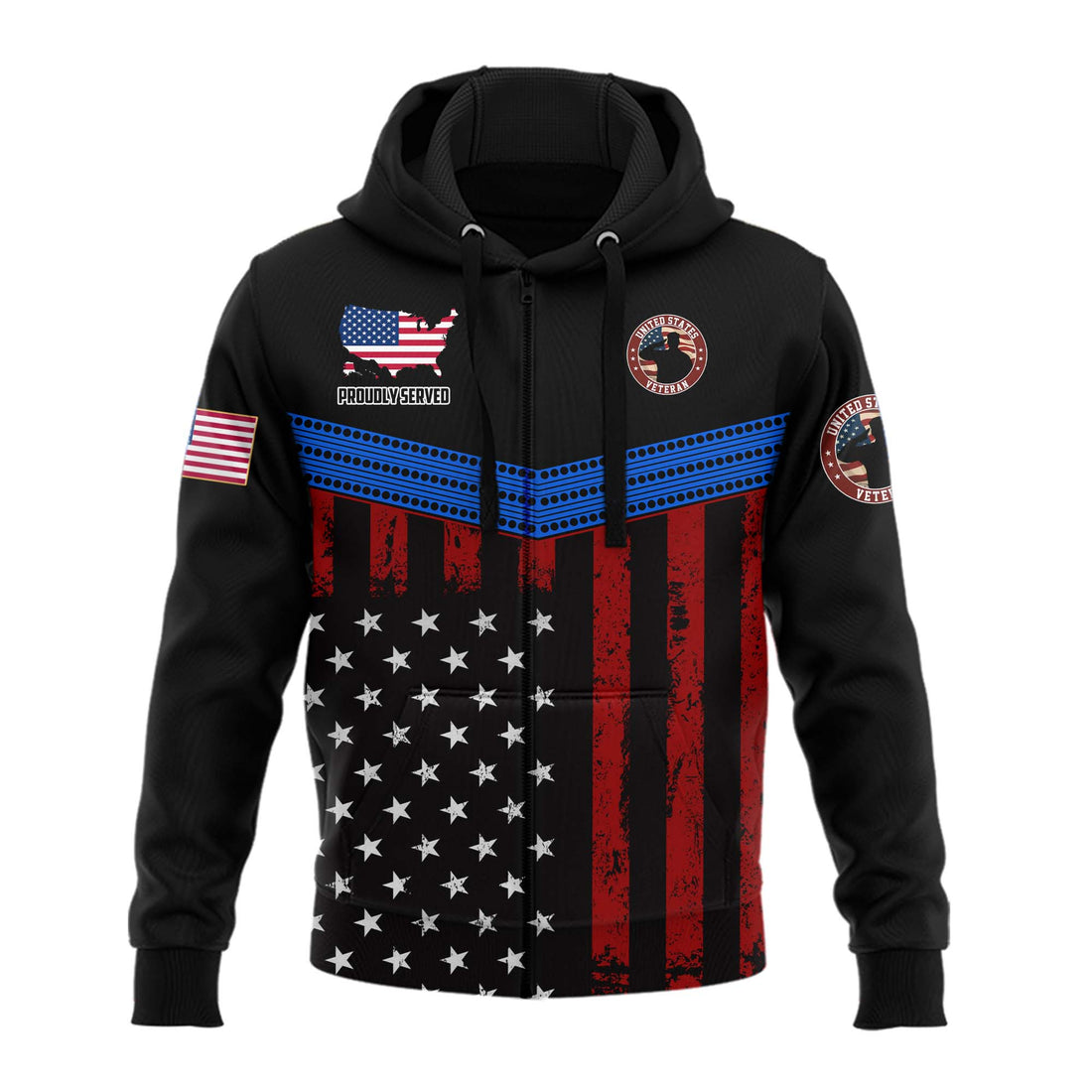 Never Underestimate An Old Man With A Military Background Hoodie Zip